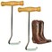 Intrepid International Wooden Handle Boot Hooks Boot Puller Pair of Durable Metal Shoe Hooks for Effortless Boot Pulling for Cowboy Boots Riding Boots Boot Helper 2Pack
