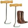 Intrepid International Wooden Handle Boot Hooks Boot Puller Pair of Durable Metal Shoe Hooks for Effortless Boot Pulling for Cowboy Boots Riding Boots Boot Helper 2Pack