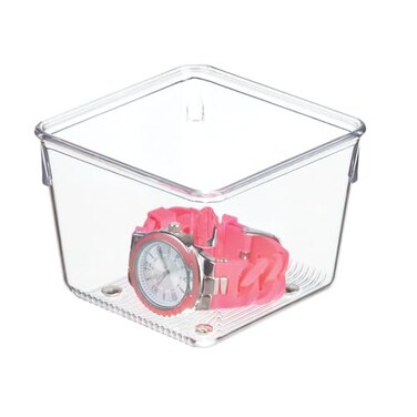 iDesign Linus Kitchen Drawer Organizer for Utensils Gadgets Tools 4 x 4 x 3 Clear