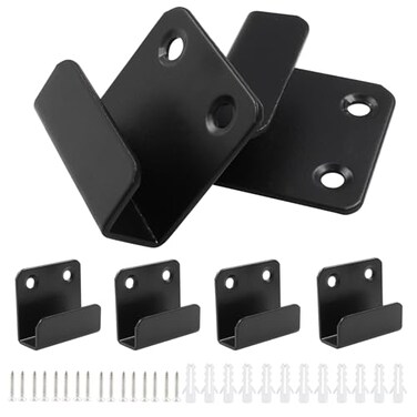 Moicstiy 6 Pack Wall Hanger Fastener Stainless Steel Mount Brackets Hook With 10mm Inner Width Heavy Duty Tile Display Hangers for Ceramic Black