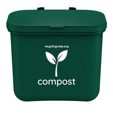 Recycling Rules Small Green Compost Bin Container for Hanging on Kitchen Trash Container