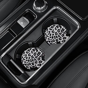 4 Pack Snow Leopard Print Car Coasters 275inch Neoprene Cup Pad Mat for Cup Holders