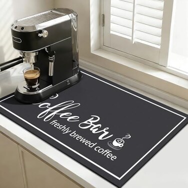 Findosom Dish Drying Mat 16x 24 Super Absorbent Hide Stain Coffee Mat Cuttable Drying Mat for Kitchen Counter Coffee Bar Accessories Under Dish Rack Coffee Maker Espresso Machine Black