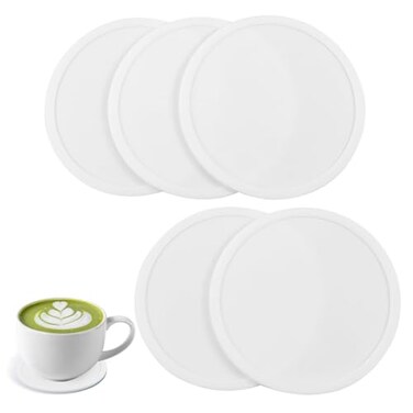 5Pack White Silicone Coasters NonSlip Drink Coasters for Dining Table NonSlip Coasters Cute Desk Coasters Great for Coffee Beverages Tea