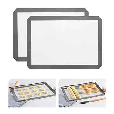 KitchenRaku 2Pack Silicone Baking Mat 165x116 Reusable Silicone Baking Sheets for Oven BPA Free Nonstick Bakeware Mats for Cookies Macarons Bread and Pastry