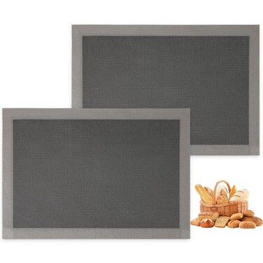 AMYONE Perforated Silicone Baking Mats 2 PCS Gray Mesh Baking Mats for Half Sheet NonStick Reusable Eclair Oven Liners for Homemade BreadPizzaSugar Cookie 11 58 x 16 12 Deep Space Grey