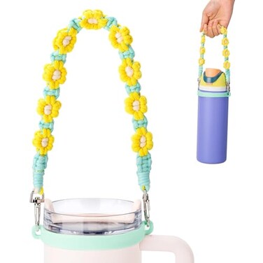 Bluwing Water Bottle Handle Strap Compatible with Owala Stanley Cup Handle Strap for Hydro Flask and Most 1240oz Water BottlesDaisy Teal 3
