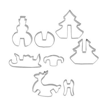 Chicago Metallic Christmas Tree 3D Cookie Cutter Set 12Piece Silver