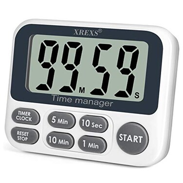 XREXS Digital Kitchen Timer Magnetic Countdown Up Cooking Timer with Large LCD Display Adjustable Volume Loud Alarm Strong Magnet for Teachers Batteries Included