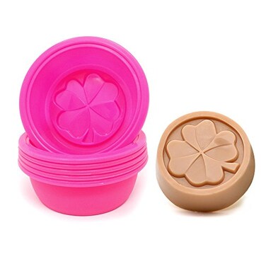Honbay 6PCS Silicone Four Leaf Clover Molds Round Multifunctional Handmade Molds Mini Cute Baking Molds DIY Soap Molds