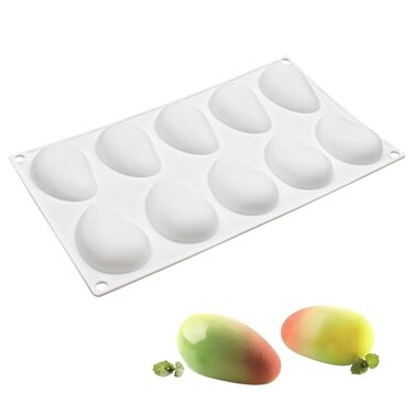 Silicone Mango Mold 10Cavity Fruit Shape Baking Tray for Chocolate Mousse Cake Dessert Jelly Pudding Making 117 x 67 x 08 inches