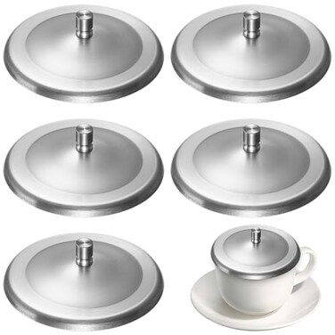 DOITOOL 5Pcs Reusable Lids Stainless Steel Cup Covers for Drinks 37in Universal Cup Lid AntiDust Spill Proof Coffee Mug Covers for HotCold Drinks Microwave Dishwasher Safe