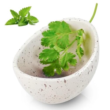 Rimigood Handmade Ceramic Herb Stripper Bowl Kitchen Herbs Leaf Stripping Tool Pottery Herb Peeler for Kale Thyme Basil Rosemary White