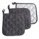 DII Basic Terry Collection Quilted 100 Cotton Potholder Mineral Gray 3 Piece