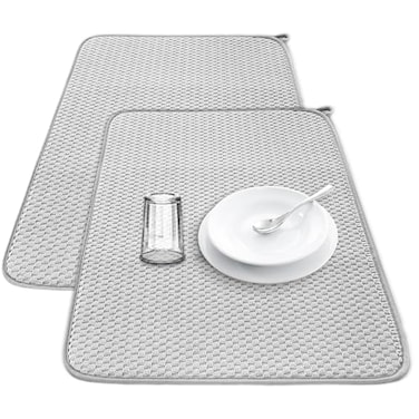 2Pcs XXL Dish Drying MatAbsorbent Microfiber Dish Drainer MatsKitchen Counter Pads for Coffee CountertopsSinksDraining Racks2417Gray