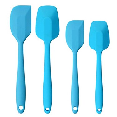 Silicone Spatulas Set Rubber Spoon Spatula Heat Resistant Spoonula One Piece Design Seamless Spatula NonStick Scrapers Baking Mixing Tool Blue Set