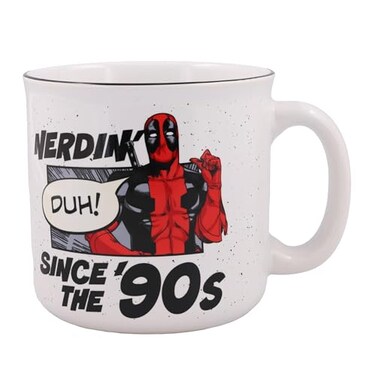 Silver Buffalo Marvel Deadpool Nerdin Since the 90s Ceramic Camper Mug 20 Ounces