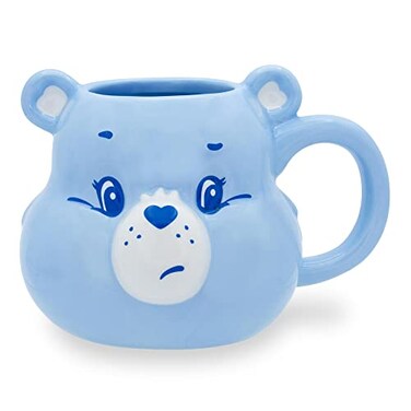 Silver Buffalo Care Bears Grumpy Bear 3D Sculpted Ceramic Mug Large Coffee Cup For Cocoa Tea Holds 20 Ounces Blue