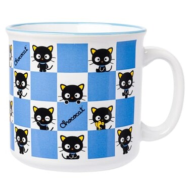 Silver Buffalo Sanrio Hello Kitty and Friends Chococat Checkered Pattern Ceramic Camper Mug 20 Ounces