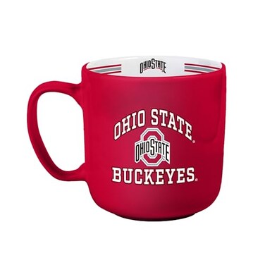 Logo Brands NCAA Ohio State Buckeyes 15oz Stripe Mug Team Logo Inside Print Standard Handle Microwave Dishwasher Safe