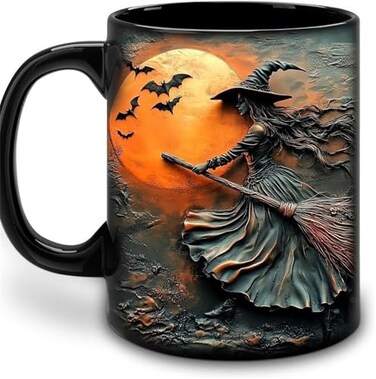 AICHENG Halloween Mug Witch Cauldron coffee MugThe pattern is not 3D