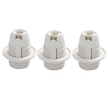 TWDRTDD E12 Light Bulb SocketE12 Push in Lamp Holder Plastic Candelabra Base Light Socket with Shade Ring 3 Full ThreadedWhite