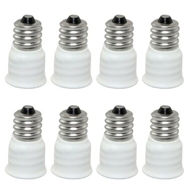 SQXBK 8PCS White E12 to E14 Bulb Converter LED Light Holder Lamp Adapter Socket Changer