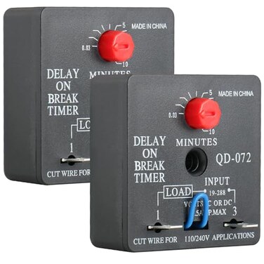 BAOMAIN Delay ON Break Timer QD072 15A 18240 VAC 00310 Minutes Adjustable Time Delay Switch Replacement 2Pack