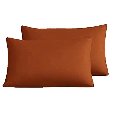 KAREVER Rust Pillowcases Envelope Closure Burnt Orange Pillow Covers Pack of 2 Solid Rust Bed Pillow Pillowcases Standard Pillowshams 20X26