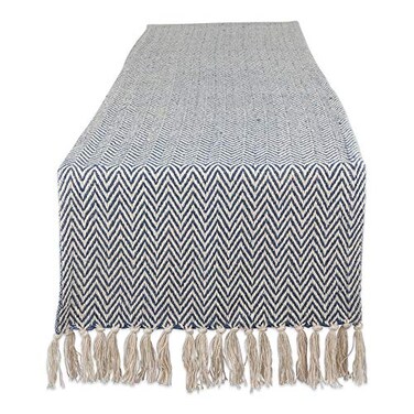 DII Woven Basic Tabletop Collection Chevron Table Runner 15x72 French Blue