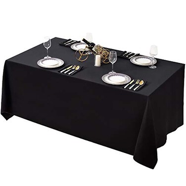 Surmente Black Tablecloth 90 x 132inch Rectangular Polyester Table Cloth for Weddings Banquets or Restaurants