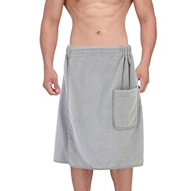 POLYTE Quick Dry Microfiber Bath Towel Body Wrap for Men One Size Gray