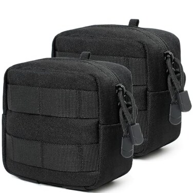 2 Pack Mini Tactical Molle Compact Ammo Pouch General Purpose Admin Pouches Small Admin Molle Pouches EDC Tool GP Pouch Bag Horizontal Utility MultiPurpose Waist Belt BagBlack
