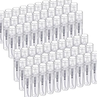 Fandamei Mini Spray Bottle 60Pcs 2Ml Mini Clear Plastic Spray Bottle Empty Fine Mist Refillable Mini Perfume Bottle Small Empty Sample Containers Bottle 2Ml 60 Pack Clear Fanl093