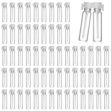 100Pcs Empty Perfume Sample Bottles Transparent Clear 1Ml 14 Dram Empty Glass Sample Vials Mini Glass Refillable Samples Vial Containers With Clear Cap For Aromatherapy Essential Oil Fragrance