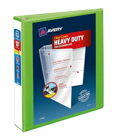 Avery Heavyduty View 3 Ring Binder 15 One Touch Ezd Rings 1 Chartreuse Binder 79773