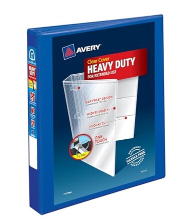 Avery Heavyduty View 3 Ring Binder 1 One Touch Ezd Rings 1 Pacific Blue Binder 79772