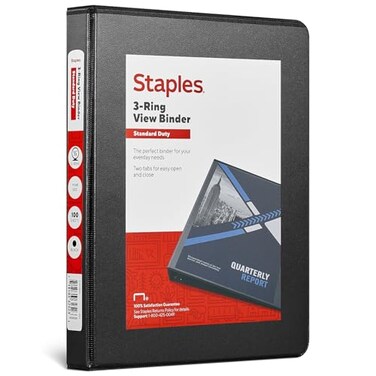 Staples Mini View Binder 12 Round Ring Black 55 X 85 Compact 3Ring Binder For Notes Planners Small Documents