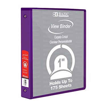 Bazic 4127 1 Purple 3Ring View Binder W 2Pockets