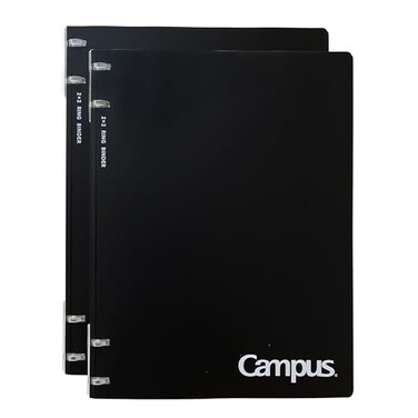Kokuyo Campus Refillable Notebook 2 Pack B5 2X2 Slim Ring Binder Notebook With Customizable Title Page 40 Sheets Capacity Suitable For 26 Holes Loose Leaf Paper Black Amlnp704Dx2