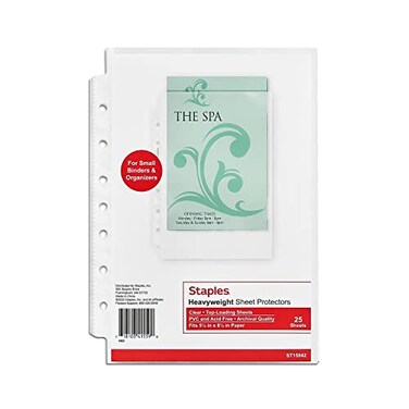 Staples 512 X 812 Sheet Protectors Clear Page Protectors For Binders 25Pack