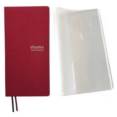 Undated Weekly Planner Notebook Pocket Organizer Appointment Book Journal Notebook A6 Week Plan Notepad Red With Cover