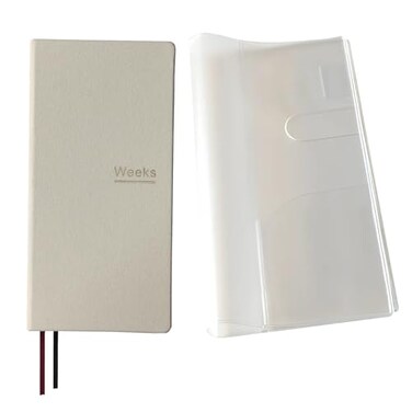 Undated Weekly Planner Notebook Pocket Organizer Appointment Book Journal Notebook A6 Week Plan Notepad Beige With Cover