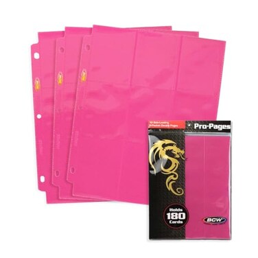 Bcw Doublesided 9Pocket Pages Holder 10 Pink Pages Trading Card Binder Sheets Secure Side Loading Ideal Card Storage And Display Solution