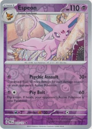 Pokemon Espeon 033131 Prismatic Evolutions Reverse Foil Single Card