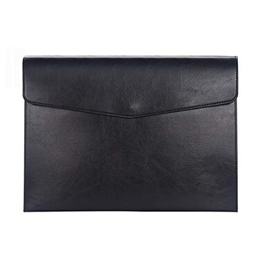 Enyuwlcm Pu Leather A4 File Folder Document Holder Envelope Folder Case With Snap Closure For Receipt Contract Black