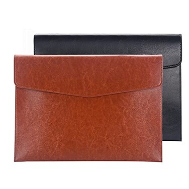 Enyuwlcm Pu Leather A4 File Folder Document Holder Envelope Folder Case With Snap Closure For Receipt Contract Blackbrown