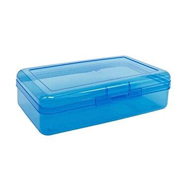 Ykimok Large Capacity Clear Pencil Box Pencil Case Plastic Pencil Boxes Stackable Design Supply Boxes For School Classroom1 Pack Blue