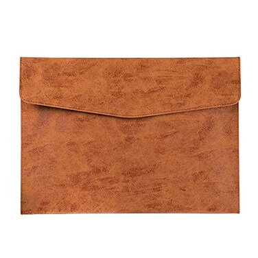 Enyuwlcm Pu Leather A4 File Folder Document Holder Waterproof Portfolio Envelope Folder Case With Snap Closure Brown