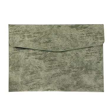 Enyuwlcm Pu Leather A4 File Folder Document Holder Waterproof Portfolio Envelope Folder Case With Snap Closure Armygreen